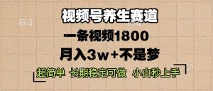 视频号养生赛道,一条视频1800,超简单,长期稳定可做,月入3w+不是梦-KJ分享