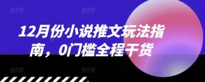 12月份小说推文玩法指南,0门槛全程干货-KJ分享