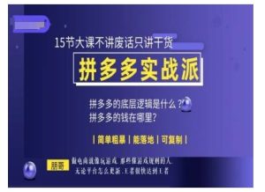 朋哥电商(拼多多实战派)，15节大课不讲废话只讲干货，简单粗暴 能落地 可复制-KJ分享