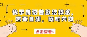快手跳语音激活技术,需要自测,随时失效-KJ分享