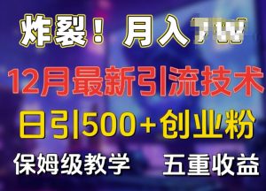 炸裂!揭秘12月最新日引流500+精准创业粉，多重收益保姆级教学-KJ分享