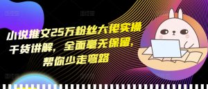 小说推文25万粉丝大佬实操干货讲解，全面毫无保留，帮你少走弯路-KJ分享