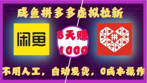 咸鱼拼多多虚拟拉新,不用人工,自动发货,0成本操作,8天收益1k-KJ分享