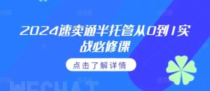 2024速卖通半托管从0到1实战必修课,掌握通投广告打法、熟悉速卖通半托管的政策细节-KJ分享