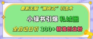 最新无脑“搬砖式”引流术，小绿书引爆私域圈，全自动日引300+精准创业粉-KJ分享