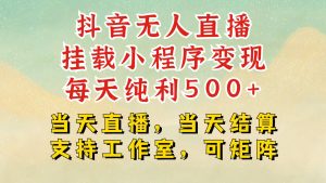 抖音无人挂机项目,轻松日入500+,挂载小程序玩法,不违规不封号,有号的一定挂起来-KJ分享