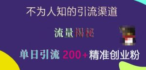 不为人知的引流渠道,流量揭秘,实测单日引流200+精准创业粉-KJ分享