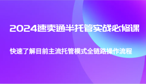 2024速卖通半托管从0到1实战必修课,帮助你快速了解目前主流托管模式全链路操作流程-KJ分享