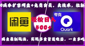 0成本扩容网盘+免费会员，卖技术，拉新，咸鱼最新玩法，实现多重管道收益，一鱼多吃，轻松日入500+-KJ分享