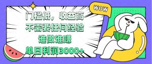 门槛低，收益高，不需要任何经验，谁做谁赚，单日利润3000+-KJ分享