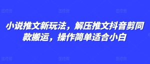 小说推文新玩法，解压推文抖音剪同款搬运，操作简单适合小白-KJ分享