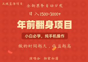 年前可以翻身的项目,日入2000+ 主打长久稳定,利润空间非常的大-KJ分享