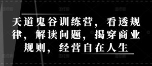 天道鬼谷训练营，看透规律，解读问题，揭穿商业规则，经营自在人生-KJ分享
