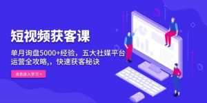 短视频获客课,单月询盘5000+经验,五大社媒平台运营全攻略,,快速获客秘诀-KJ分享