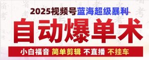 2025视频号蓝海超级暴利自动爆单术1.0 ,小白褔音 简单剪辑 不直播 不挂车-KJ分享