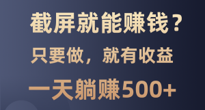截屏就能赚钱？0门槛，只要做，100%有收益的一个项目，一天躺赚500+-KJ分享