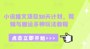 小说推文项目38天计划,剪辑与搬运多种玩法教程-KJ分享