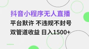 抖音小程序无人直播 平台默许 不违规不封号 双管道收益 日入多张 小白也能轻松操作【仅揭秘】-KJ分享