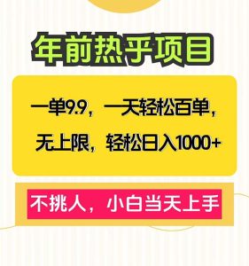 一单9.9，一天百单无上限，不挑人，小白当天上手，轻松日入1000+-KJ分享