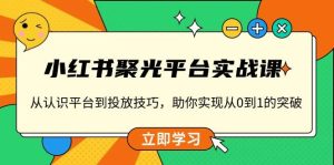 小红书聚光平台实战课,从认识平台到投放技巧,助你实现从0到1的突破-KJ分享