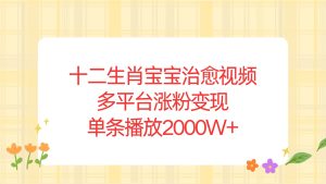 十二生肖宝宝治愈视频,多平台涨粉变现,单条播放2000W+-KJ分享