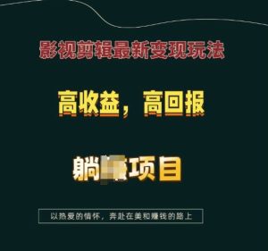 影视剪辑最新变现玩法,高收益,高回报,躺Z项目-KJ分享