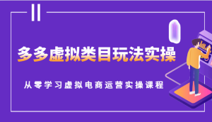多多虚拟类目玩法实操,从零学习虚拟电商运营实操课程-KJ分享