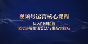 视频号运营核心课程，从入门到精通，深度讲解推流算法与排品实操玩-KJ分享