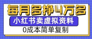小红书虚拟资料项目，0成本简单复制，每个月多挣1W-KJ分享