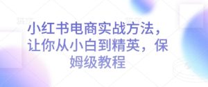 小红书电商实战方法，让你从小白到精英，保姆级教程-KJ分享