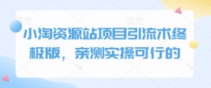 小淘资源站项目引流术终极版，亲测实操可行的-KJ分享