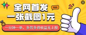 全网首发，一张截图1块钱，一分钟一单，多劳多得，收益无上限-KJ分享