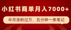 小红书商单最新玩法，半个月涨粉过万，五分钟一条笔记，月入7000+-KJ分享