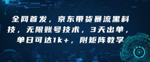 全网首发，京东带货暴流黑科技，无限账号技术，3天出单，单日可达1k+，附矩阵教学-KJ分享