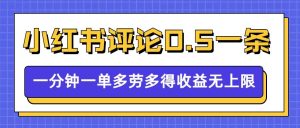 小红书留言评论,0.5元1条,一分钟一单,多劳多得,收益无上限-KJ分享