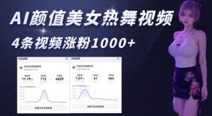 AI颜值美女热舞视频,4条视频涨粉1000+,实测6分钟一条-KJ分享