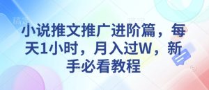 小说推文推广进阶篇,每天1小时,月入过W,新手必看教程-KJ分享
