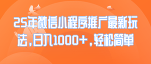 25年微信小程序推广最新玩法，日入1000+，轻松简单-KJ分享