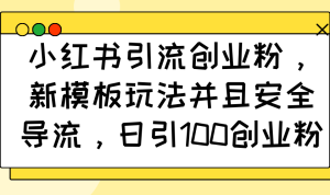 小红书引流创业粉，新模板玩法并且安全导流，日引100创业粉-KJ分享