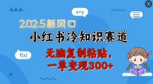 2025新风口，小红书冷知识赛道，无脑复制粘贴，一单变现300+-KJ分享