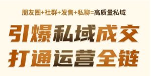 高成交私聊转化,引爆私域成交,打通运营全链-KJ分享