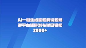 AI一键生成原创影视解说视频，带音频，字幕的视频，可以多平台发布，轻…-KJ分享