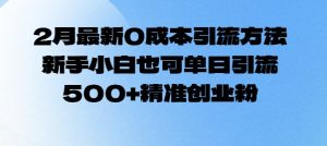2月最新0成本引流方法,新手小白也可单日引流500+精准创业粉-KJ分享