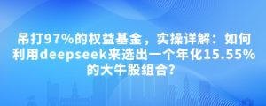 付费文章:吊打97%的权益基金,实操详解:如何利用deepseek来选出一个年化15.55%的大牛股组合?-KJ分享
