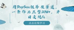 用DeepSeek做养生赛道，一条作品点赞20W+，单日变现1k-KJ分享