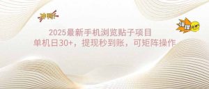 2025手机浏览帖子单机日30+，提现秒到账，可矩阵操作-KJ分享