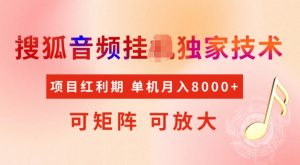 首发搜狐音频挂JI,项目红利期,可矩阵可放大,稳定月入5k-KJ分享