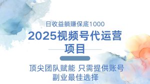 2025视频号代运营 日躺赚1000+ 只需提供账号-KJ分享