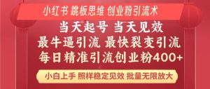 小红书 巧用跳板思维 每日暴力引流400＋精准创业粉 小白福音 效果拉满…-KJ分享