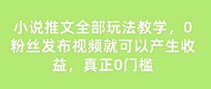 小说推文全部玩法教学，0粉丝发布视频就可以产生收益，真正0门槛-KJ分享